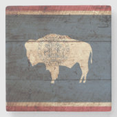 Wyoming State Flag op Old Wood Grain Stenen Onderzetter (Voorkant)