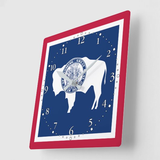 Wyoming State Flag Vierkante Klok (Hoek)