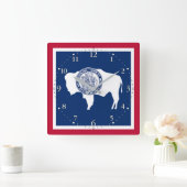 Wyoming State Flag Vierkante Klok (Huis)