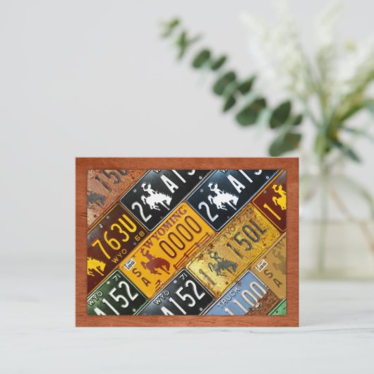 Wyoming State License Bord Map door Design Turnpik Briefkaart (Staand voorkant)
