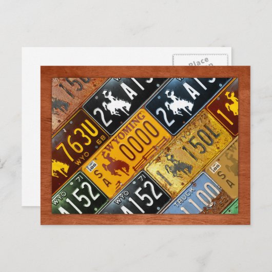 Wyoming State License Bord Map door Design Turnpik Briefkaart (Voorkant / Achterkant)