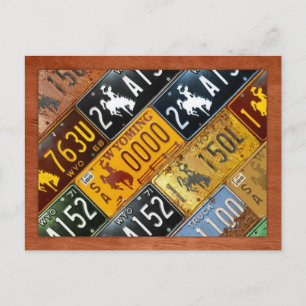Wyoming State License Bord Map door Design Turnpik Briefkaart