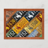 Wyoming State License Bord Map door Design Turnpik Briefkaart (Voorkant)