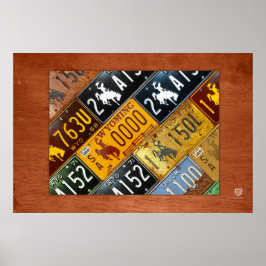 Wyoming State License Bord Map door Design Turnpik Poster