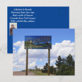 Wyoming State Line Sign Briefkaart (Voorkant / Achterkant)