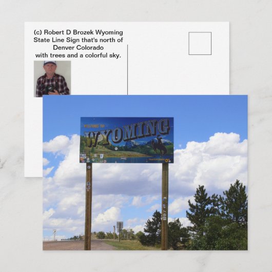 Wyoming State Line Sign Briefkaart (Voorkant / Achterkant)