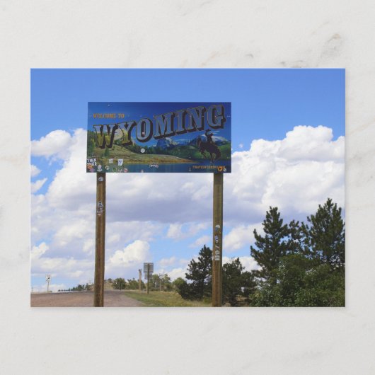 Wyoming State Line Sign Briefkaart (Voorkant)