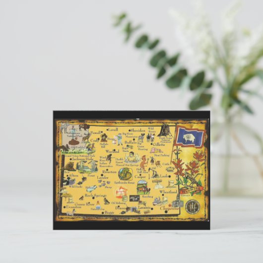 Wyoming State Map Briefkaart (Staand voorkant)