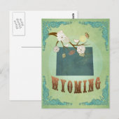 Wyoming State Map - groen Briefkaart (Voorkant / Achterkant)