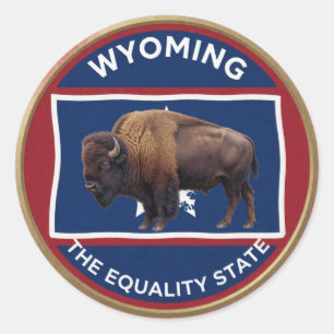 Wyoming State Pride Bizon Embleem Ronde Sticker