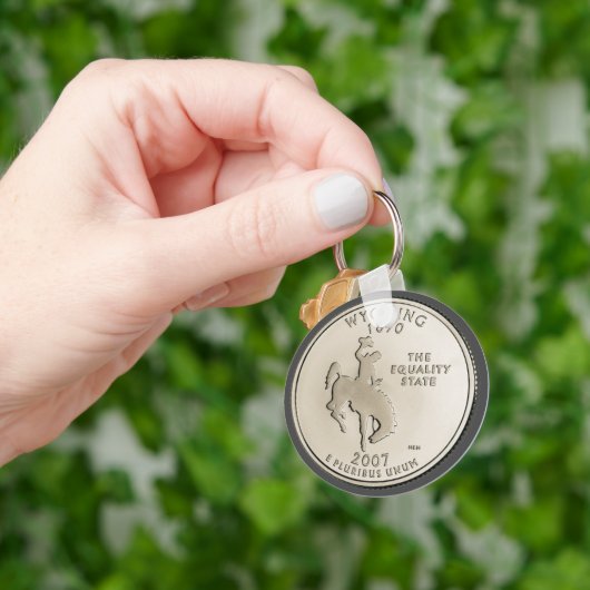 Wyoming State Quarter-ontwerp met tint Sleutelhanger (Hand)