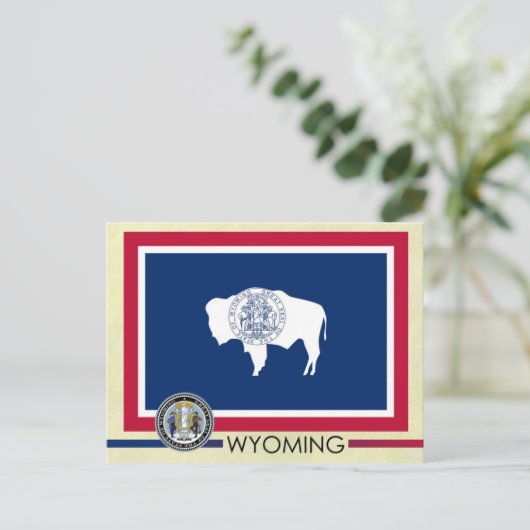 Wyoming State-vlag en -zegel Briefkaart (Staand voorkant)
