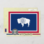 Wyoming State-vlag en -zegel Briefkaart (Voorkant / Achterkant)