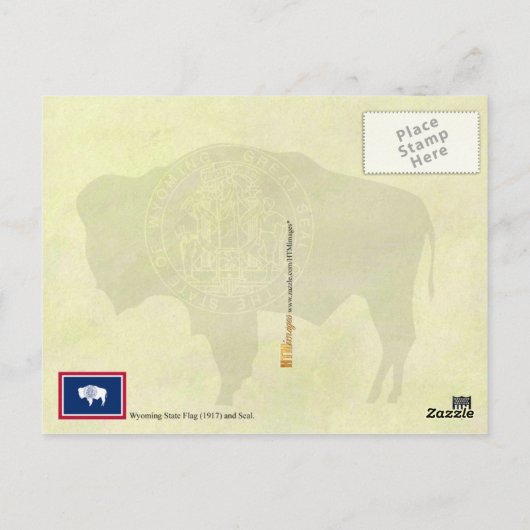 Wyoming State-vlag en -zegel Briefkaart (Achterkant)