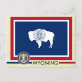 Wyoming State-vlag en -zegel Briefkaart (Voorkant)