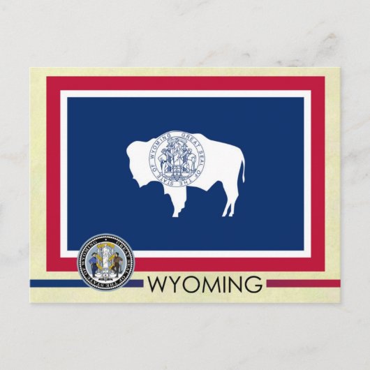 Wyoming State-vlag en -zegel Briefkaart (Voorkant)