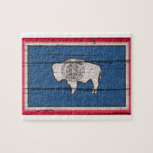 Wyoming State-vlag op oud hout Legpuzzel (Horizontaal)