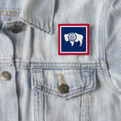 Wyoming State Vlag Vierkante Button 5,1 Cm (In situ)