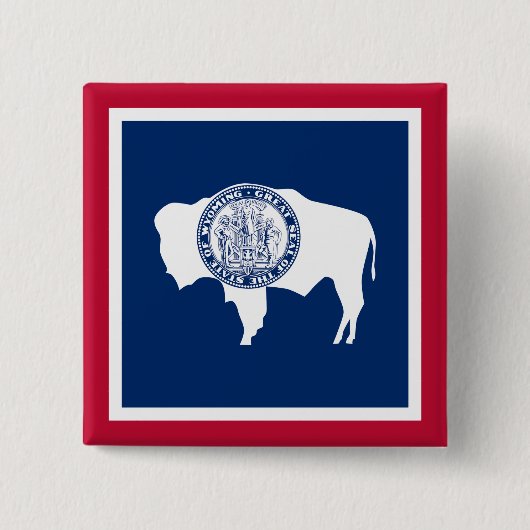 Wyoming State Vlag Vierkante Button 5,1 Cm (Voorkant)