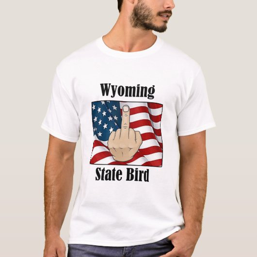 Wyoming state vogel t-shirt middelvinger (Voorkant)