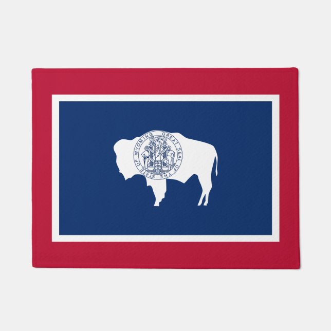 Wyoming State & Wyoming Flag/USA House Mats Deurmat (Voorkant)
