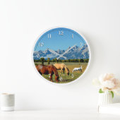 Wyoming, Teton-gebergte, met grazende paarden Grote Klok (Huis)