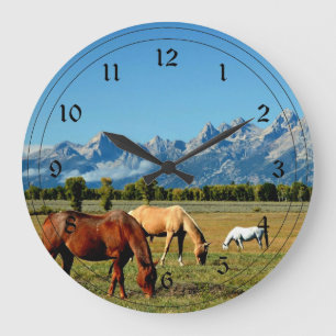 Wyoming, Teton Mountains, met paardengrazing Grote Klok