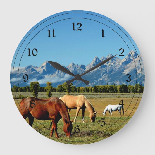 Wyoming, Teton Mountains, met paardengrazing Grote Klok (Voorkant)