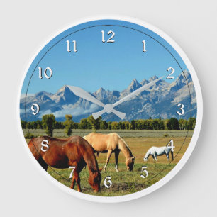 Wyoming, Teton Mountains, met paardengrazing Grote Klok