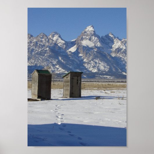 Wyoming Tetons Outhouse Deluxe Poster (Voorkant)
