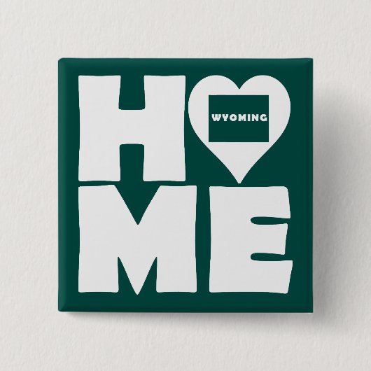 Wyoming Thuis Hart Staat Knop Speld Vierkante Button 5,1 Cm (Voorkant)