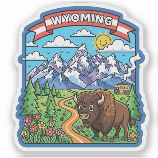 Wyoming Travel Sticker (Voorkant)