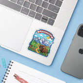 Wyoming Travel Sticker (Laptop met iPhone)