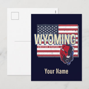 Wyoming United States Retro State Map  Verenigde S Feestdagenkaart