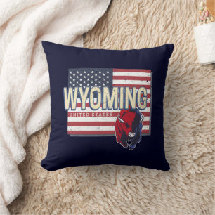 Wyoming United States Retro State Map Verenigde S Kussen