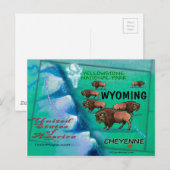 Wyoming USA Fun Map Briefkaart (Voorkant / Achterkant)