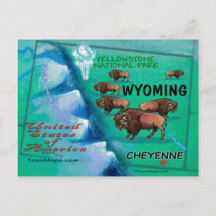 Wyoming USA Fun Map Briefkaart
