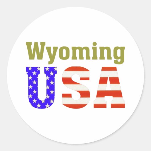 Wyoming USA! Ronde Sticker (Voorkant)