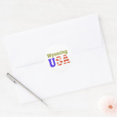 Wyoming USA! Ronde Sticker (Envelop)