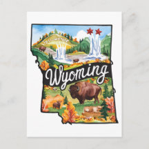 Wyoming USA Staat Vorm Vintage Waterverf