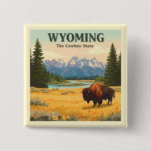 Wyoming Vierkante Button 5,1 Cm (Voorkant)