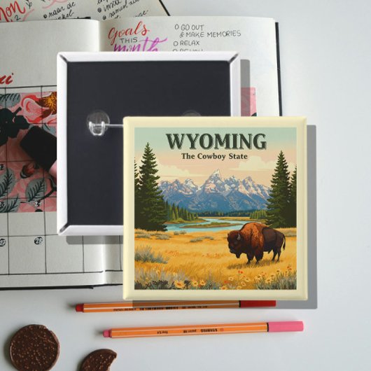 Wyoming Vierkante Button 5,1 Cm