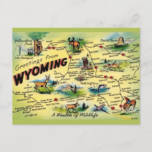 Wyoming Vintage Ansichtkaart Kaart (Voorkant)