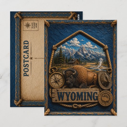 Wyoming Vintage Reizen Briefkaart (Voorkant / Achterkant)