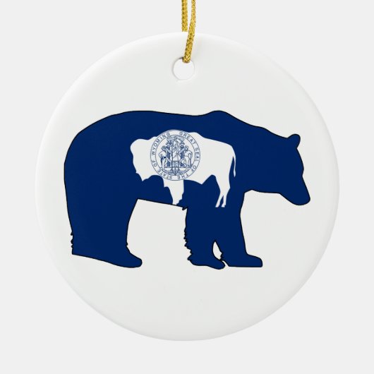 Wyoming Vlag Beer Keramisch Ornament (Voorkant)
