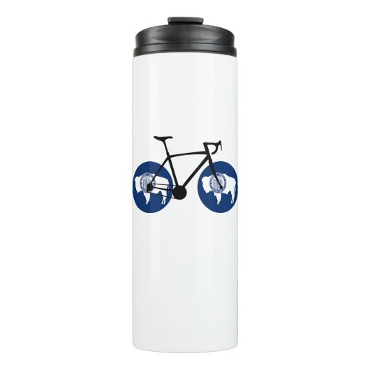 Wyoming Vlag Fietsen Thermosbeker (Voorkant)