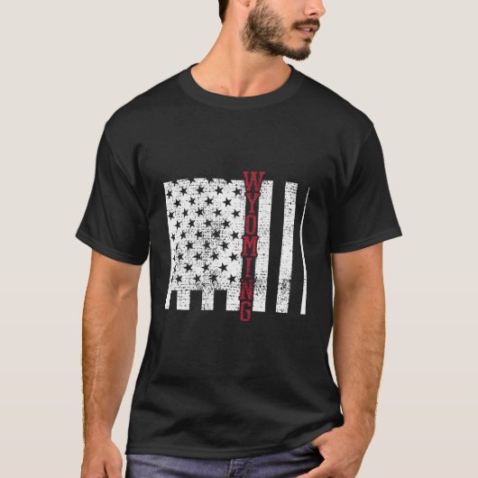 Wyoming Vlag van de Verenigde Staten op 4 juli Ame T-shirt (Voorkant)