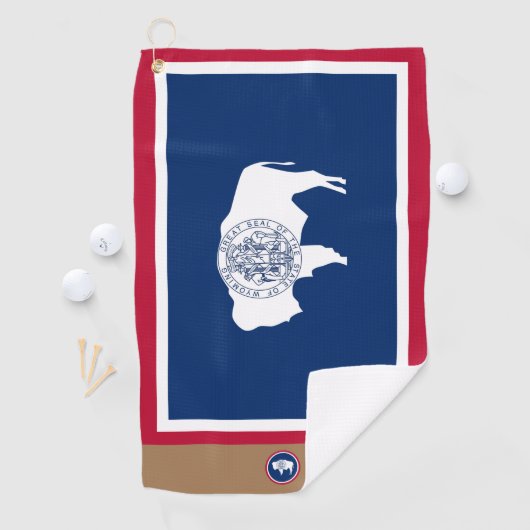 Wyoming-vlag & Wyoming monogrammen/golfhanddoek Golfhanddoek (Insitu)