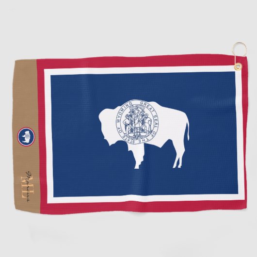 Wyoming-vlag & Wyoming monogrammen/golfhanddoek Golfhanddoek (Horizontaal)