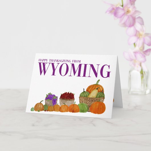 Wyoming Waterverf Pumpkins Thanksgiving Card Kaart (Orchidee)